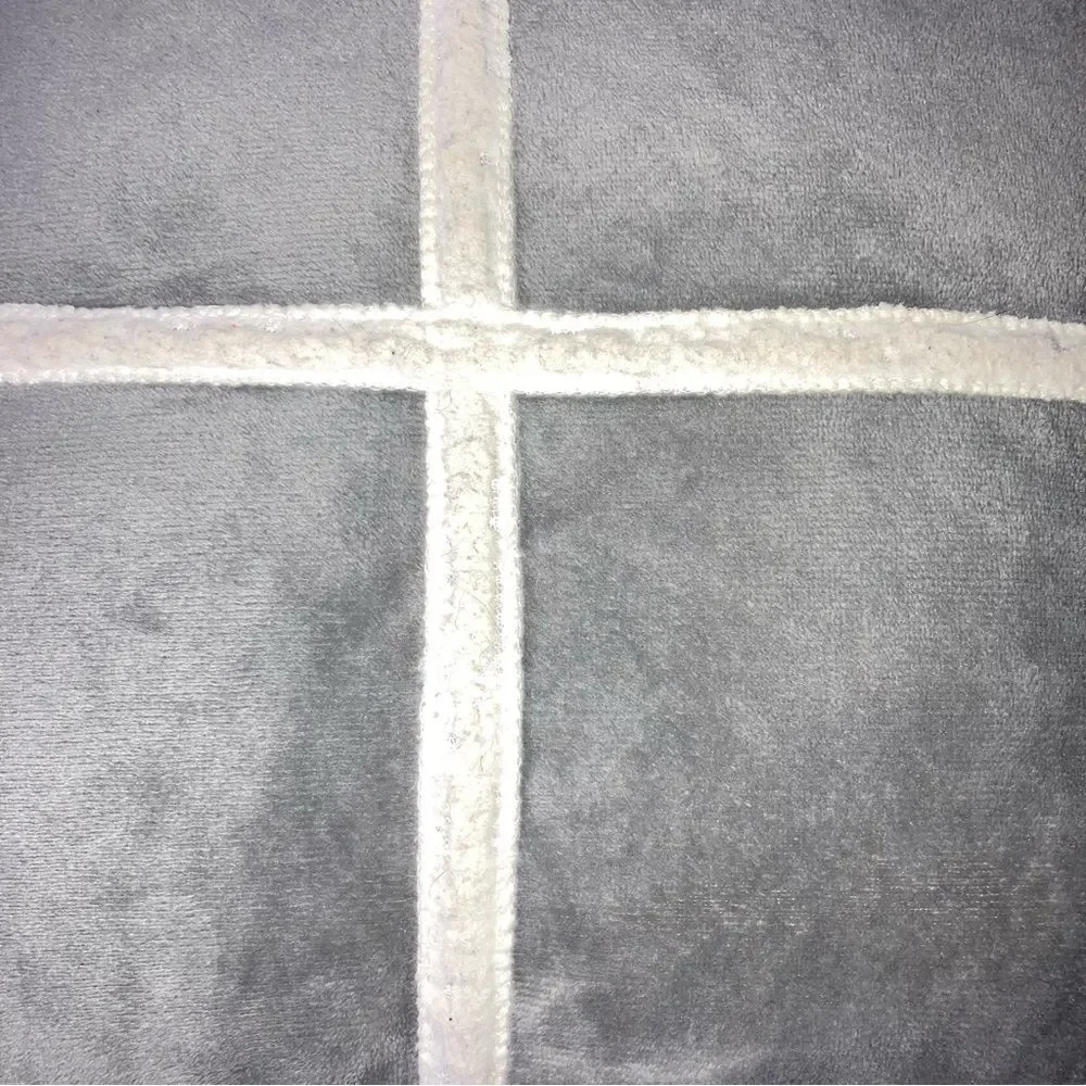 Gray and White Decorative Faux Teddy Bear Fur Accent Throw Pillow 16 x 16 inches